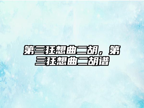 第三狂想曲二胡，第三狂想曲二胡譜