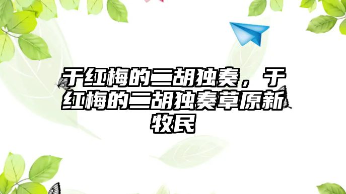 于紅梅的二胡獨奏，于紅梅的二胡獨奏草原新牧民