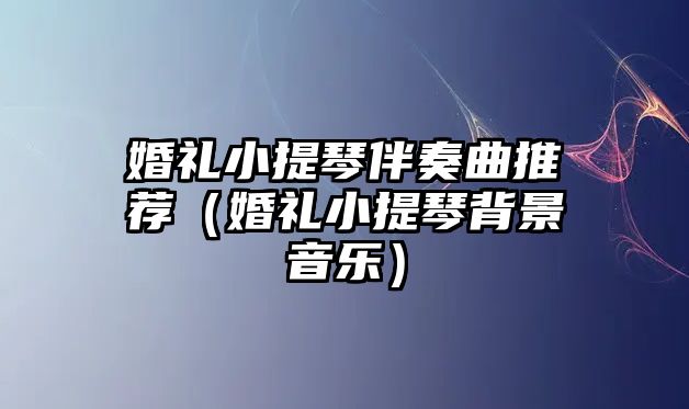 婚禮小提琴伴奏曲推薦（婚禮小提琴背景音樂）