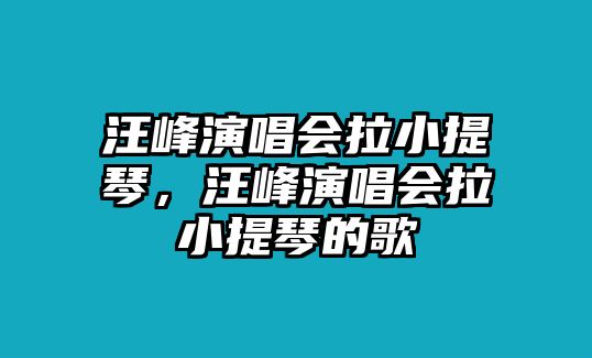 汪峰演唱會拉小提琴，汪峰演唱會拉小提琴的歌