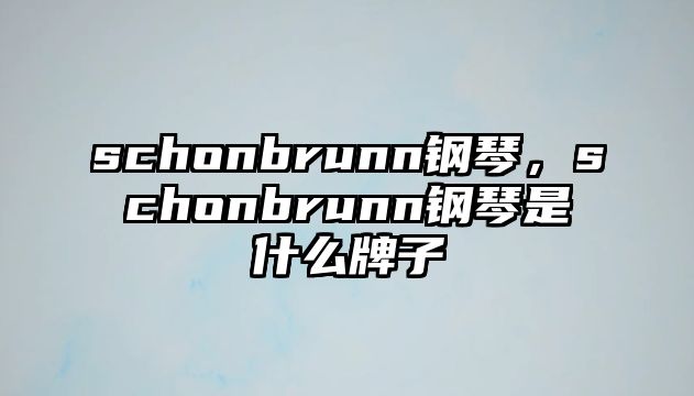 schonbrunn鋼琴，schonbrunn鋼琴是什么牌子