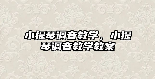 小提琴調音教學，小提琴調音教學教案