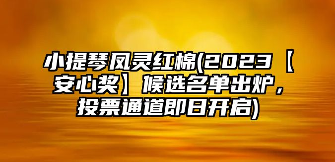 小提琴鳳靈紅棉(2023【安心獎】候選名單出爐，投票通道即日開啟)