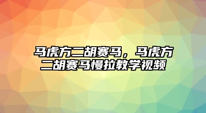 馬虎方二胡賽馬，馬虎方二胡賽馬慢拉教學視頻