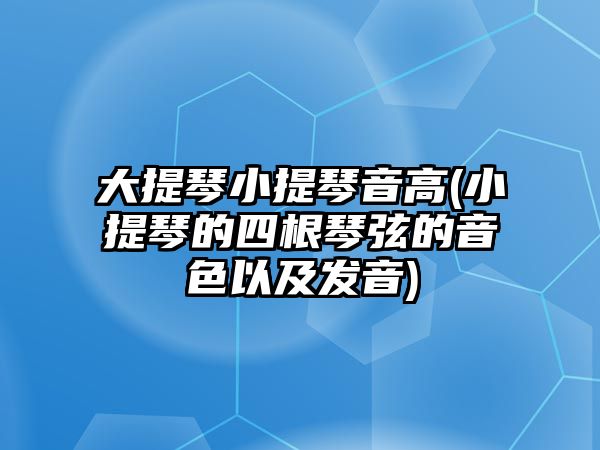 大提琴小提琴音高(小提琴的四根琴弦的音色以及發音)