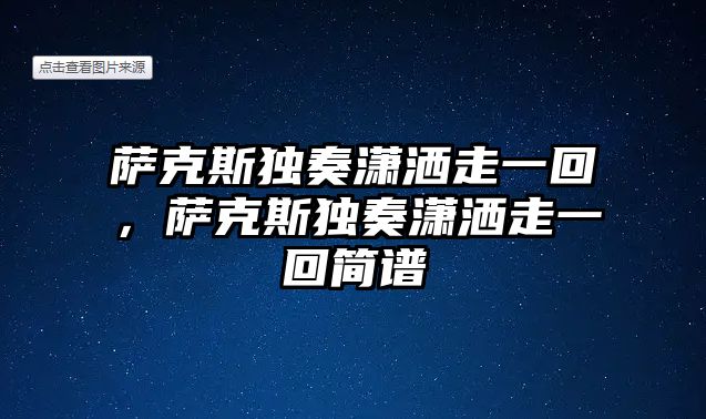 薩克斯獨奏瀟灑走一回，薩克斯獨奏瀟灑走一回簡譜