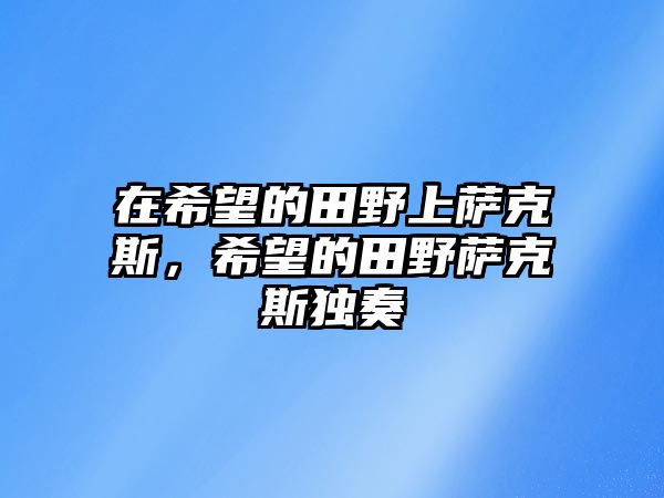 在希望的田野上薩克斯，希望的田野薩克斯獨奏