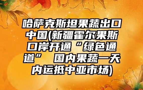 哈薩克斯坦果蔬出口中國(新疆霍爾果斯口岸開通“綠色通道” 國內果蔬一天內運抵中亞市場)