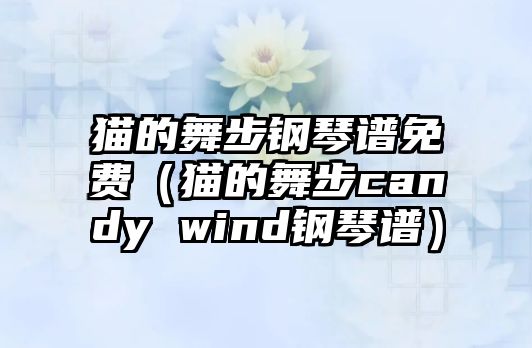 貓的舞步鋼琴譜免費（貓的舞步candy wind鋼琴譜）