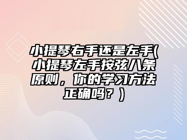 小提琴右手還是左手(小提琴左手按弦八條原則，你的學習方法正確嗎？)