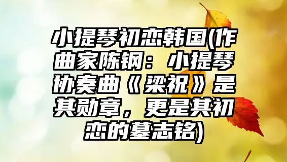 小提琴初戀韓國(作曲家陳鋼：小提琴協奏曲《梁祝》是其勛章，更是其初戀的墓志銘)