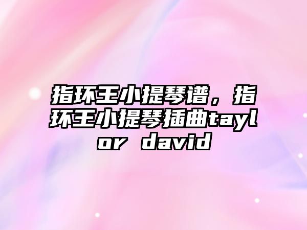 指環王小提琴譜，指環王小提琴插曲taylor david