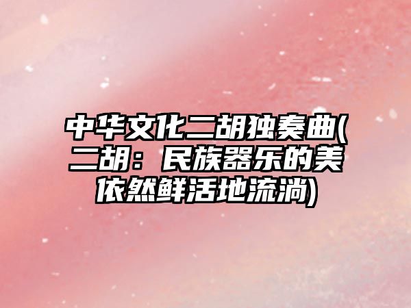 中華文化二胡獨奏曲(二胡：民族器樂的美依然鮮活地流淌)