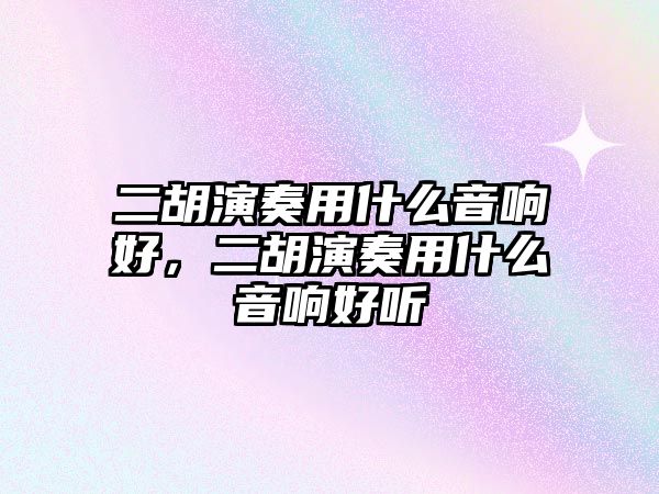 二胡演奏用什么音響好，二胡演奏用什么音響好聽