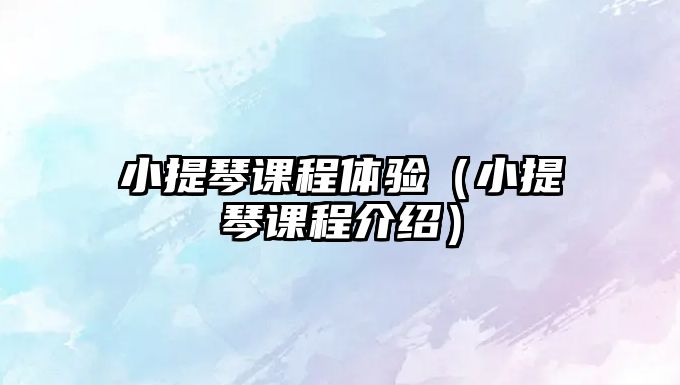 小提琴課程體驗（小提琴課程介紹）