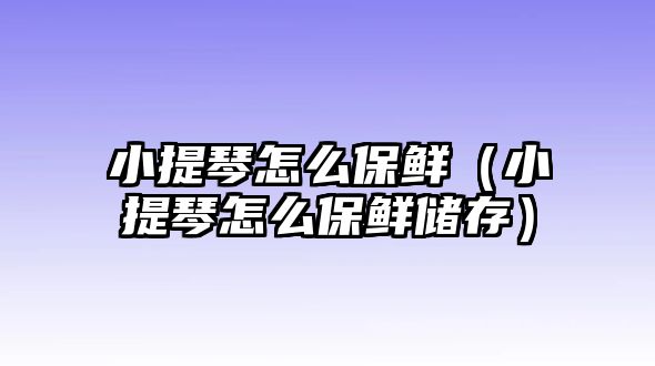 小提琴怎么保鮮（小提琴怎么保鮮儲存）