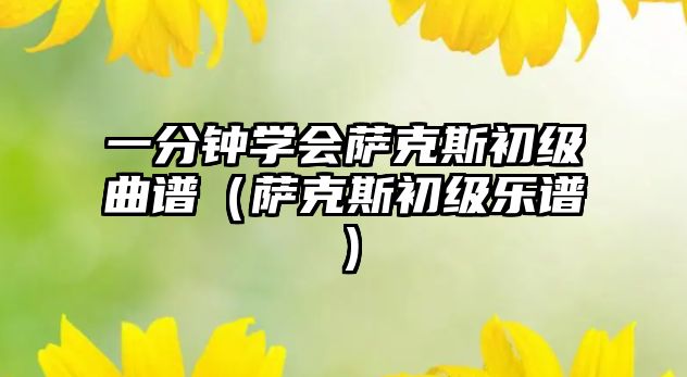 一分鐘學會薩克斯初級曲譜（薩克斯初級樂譜）