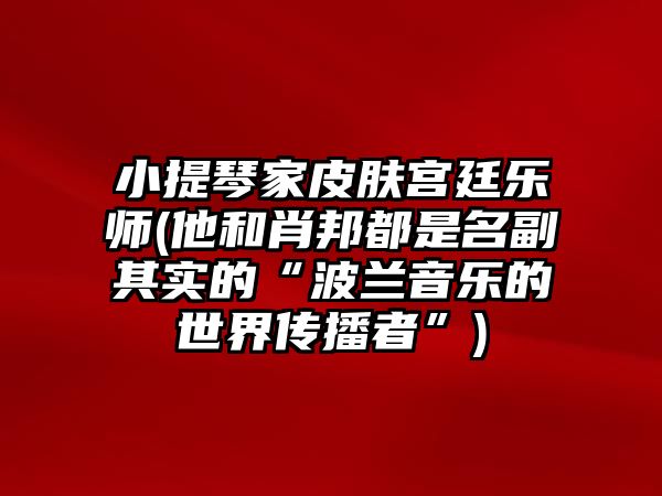 小提琴家皮膚宮廷樂師(他和肖邦都是名副其實(shí)的“波蘭音樂的世界傳播者”)