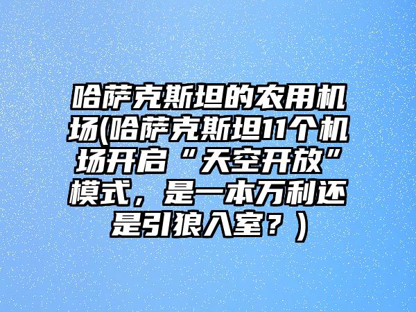 哈薩克斯坦的農用機場(哈薩克斯坦11個機場開啟“天空開放”模式，是一本萬利還是引狼入室？)