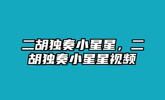 二胡獨奏小星星，二胡獨奏小星星視頻