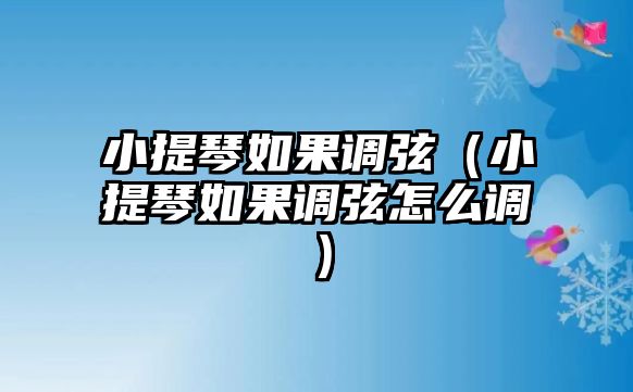 小提琴如果調弦（小提琴如果調弦怎么調）