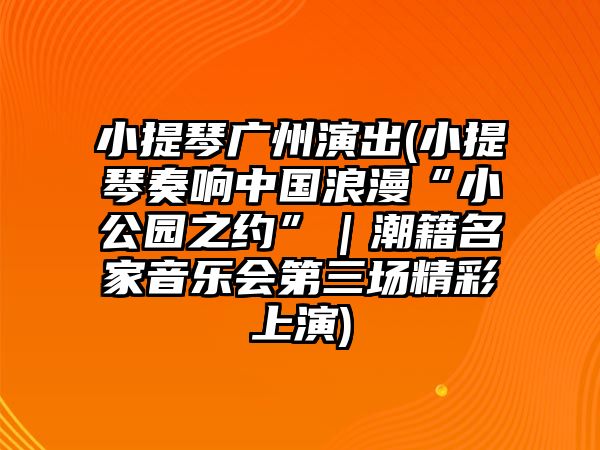 小提琴廣州演出(小提琴奏響中國浪漫“小公園之約”｜潮籍名家音樂會第三場精彩上演)