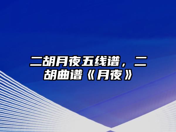 二胡月夜五線譜，二胡曲譜《月夜》