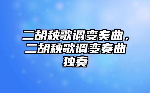 二胡秧歌調(diào)變奏曲，二胡秧歌調(diào)變奏曲獨(dú)奏