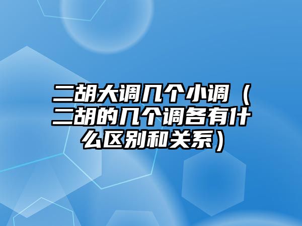 二胡大調幾個小調（二胡的幾個調各有什么區別和關系）