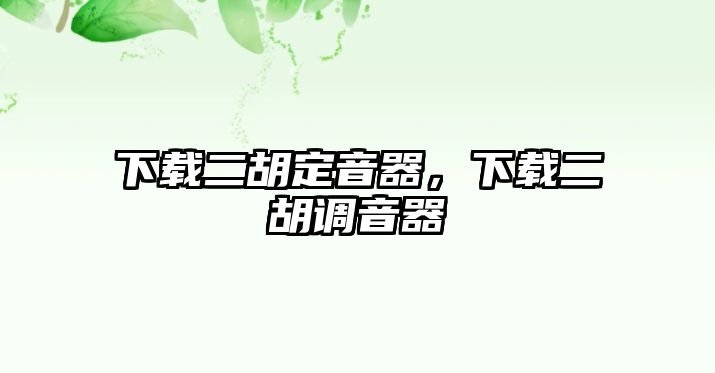 下載二胡定音器，下載二胡調音器