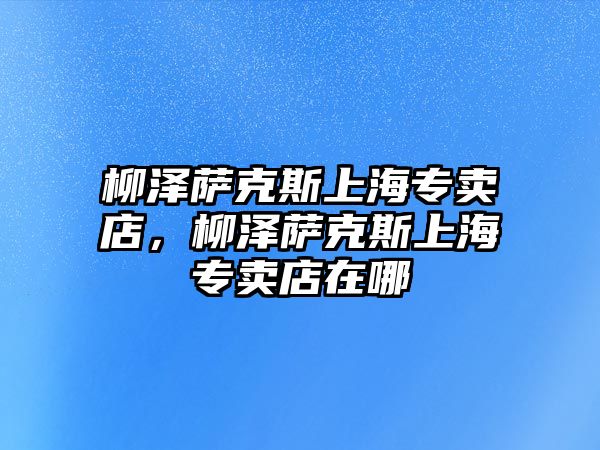 柳澤薩克斯上海專賣店，柳澤薩克斯上海專賣店在哪