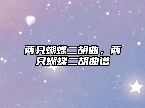 兩只蝴蝶二胡曲，兩只蝴蝶二胡曲譜