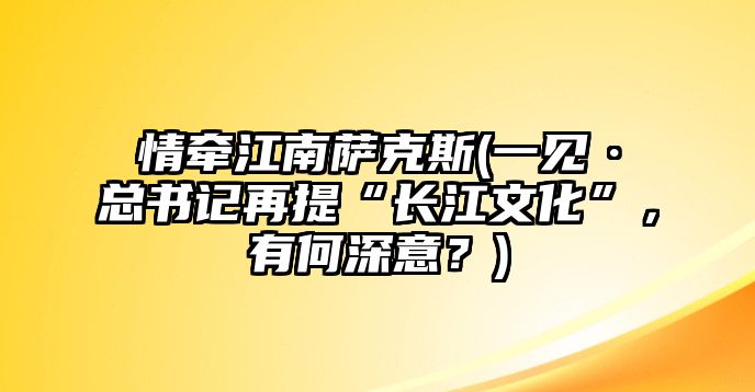 情牽江南薩克斯(一見·總書記再提“長江文化”，有何深意？)