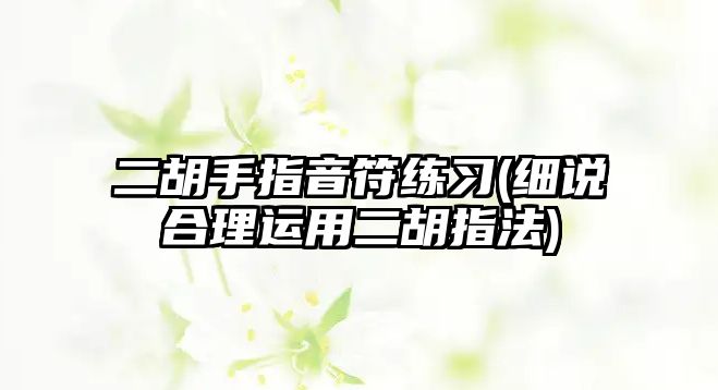 二胡手指音符練習(細說合理運用二胡指法)