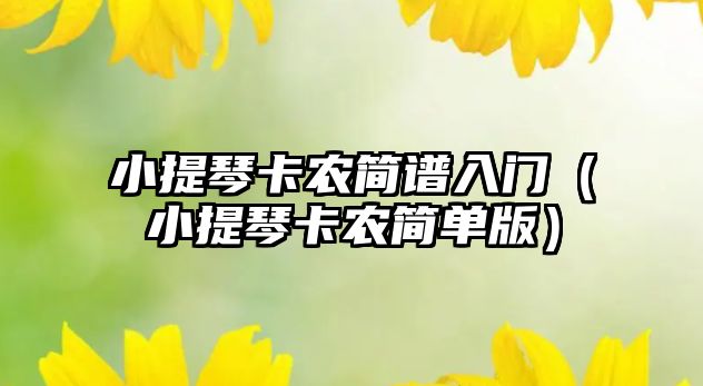 小提琴卡農簡譜入門（小提琴卡農簡單版）