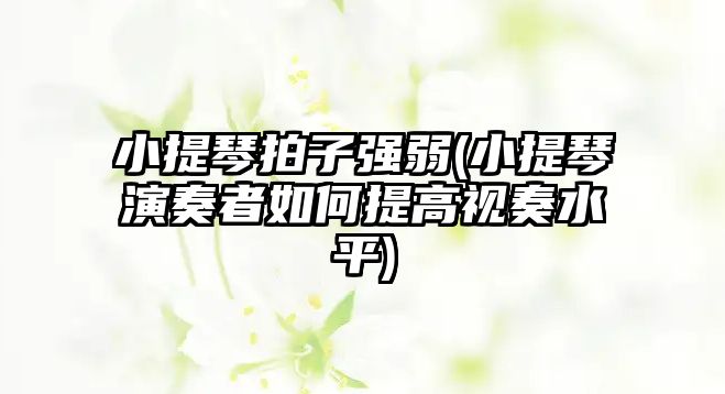 小提琴拍子強弱(小提琴演奏者如何提高視奏水平)