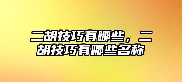 二胡技巧有哪些，二胡技巧有哪些名稱