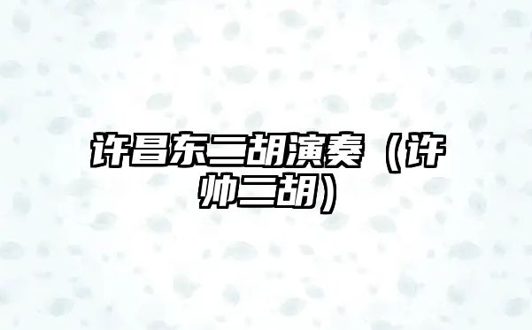 許昌東二胡演奏（許帥二胡）