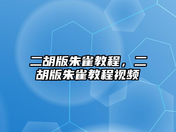 二胡版朱雀教程，二胡版朱雀教程視頻