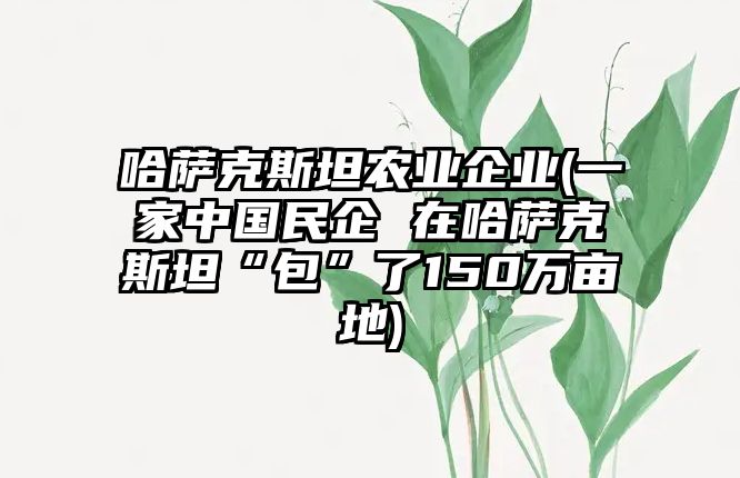 哈薩克斯坦農(nóng)業(yè)企業(yè)(一家中國(guó)民企 在哈薩克斯坦“包”了150萬畝地)