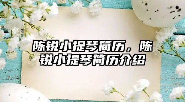 陳銳小提琴簡歷，陳銳小提琴簡歷介紹