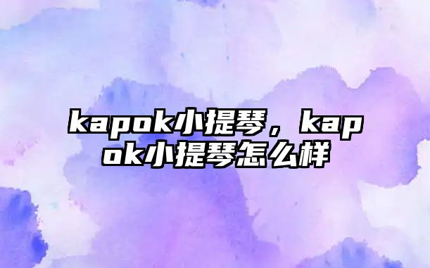 kapok小提琴，kapok小提琴怎么樣