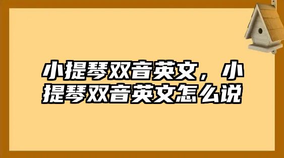 小提琴雙音英文，小提琴雙音英文怎么說