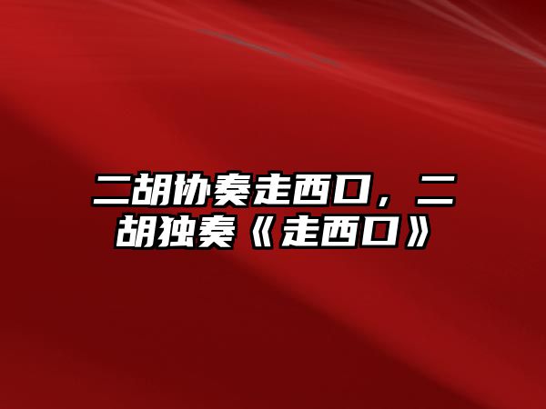 二胡協奏走西口，二胡獨奏《走西口》