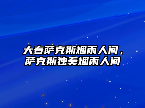 大春薩克斯煙雨人間，薩克斯獨奏煙雨人間