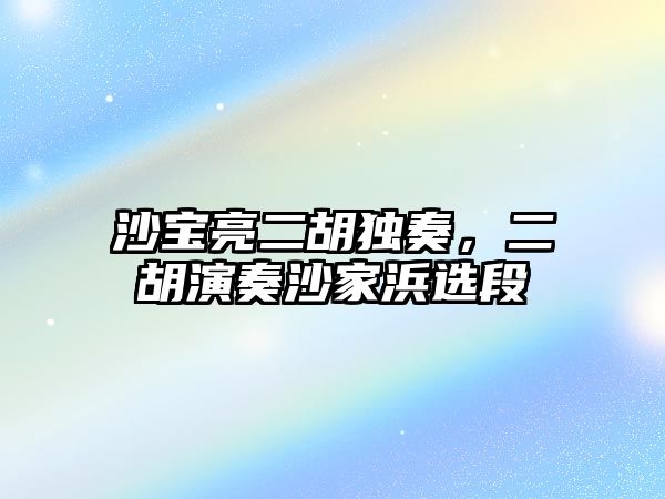 沙寶亮二胡獨奏，二胡演奏沙家浜選段