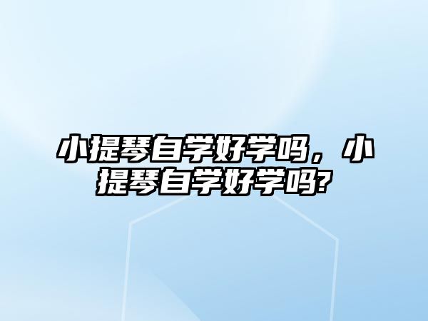 小提琴自學好學嗎，小提琴自學好學嗎?