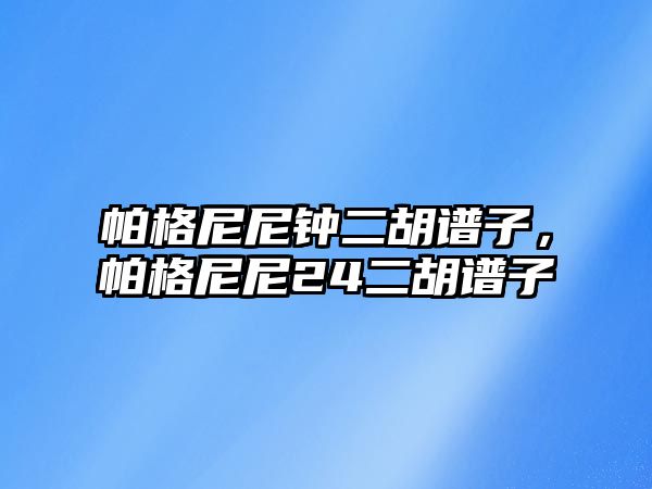 帕格尼尼鐘二胡譜子，帕格尼尼24二胡譜子