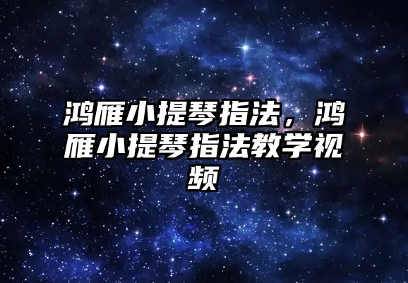 鴻雁小提琴指法，鴻雁小提琴指法教學視頻