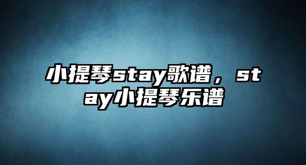 小提琴stay歌譜，stay小提琴樂譜